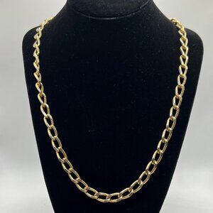 Vintage Goldtone Woven stamped Chain Necklace 24”